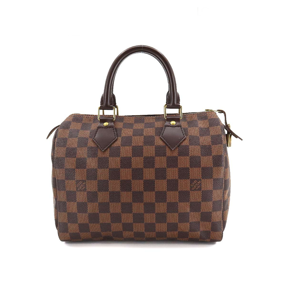 Louis Vuitton Damier Speedy 25 Hand Bag Ebene Brown Gold Hardware